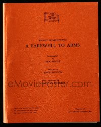 4m0041 FAREWELL TO ARMS script January 26, 1957, screenplay by Ben Hecht from Hemingway novel!