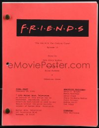 4m0125 FRIENDS TV final draft script Feb 28, 2002, screenplay for The One With The Cooking Class!