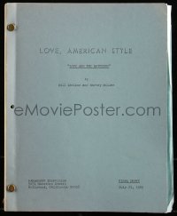 4m0144 LOVE AMERICAN STYLE TV revised final draft script Jul 21, 1969 Love and the Watchdog!
