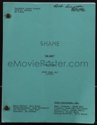 4m0160 SHANE TV second draft script June 30, 1966, The Hant screenplay by Ernest Kinoy!