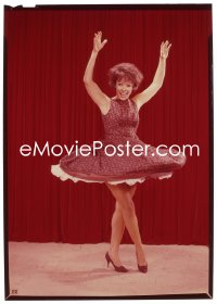 4m0270 RITA MORENO 5x7 transparency 1960s full-length twirling her skirt with hands in the air!