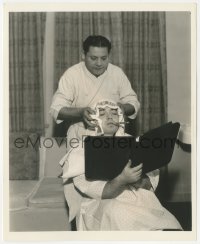 4p1226 CRIME & PUNISHMENT candid 8.25x10 still 1935 barber cleaning up Peter Lorre by Bert Anderson!