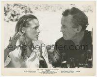 4p1235 DR. NO candid 8x10 still 1963 sexy Ursula Andress drinking beer w/Ian Fleming between scenes!