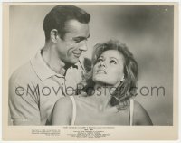 4p1234 DR. NO 8x10.25 still 1963 c/u of Sean Connery as James Bond smiling down at Ursula Andress!