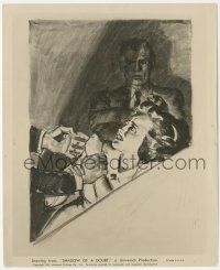 4p1375 SHADOW OF A DOUBT 8.25x10 still 1943 Hitchcock, Teresa Wright, cool production sketch art!