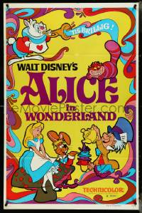 4p0636 ALICE IN WONDERLAND 1sh R1974 Walt Disney, Lewis Carroll classic, cool psychedelic art!