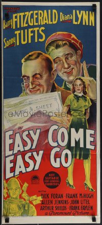 4p0327 EASY COME, EASY GO Aust daybill 1946 Barry Fitzgerald by Richardson Studio, ultra rare!