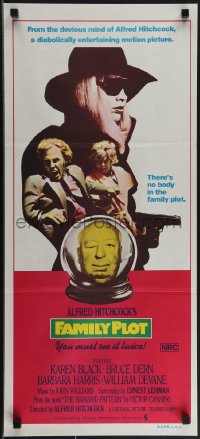 4p0328 FAMILY PLOT Aust daybill 1976 from the mind of devious Alfred Hitchcock, Karen Black!