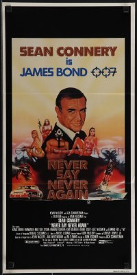 4p0345 NEVER SAY NEVER AGAIN Aust daybill 1983 art of Sean Connery as James Bond 007 by R. Obrero!