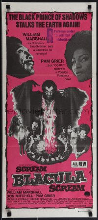 4p0350 SCREAM BLACULA SCREAM Aust daybill 1973 image of black vampire William Marshall & Pam Grier!