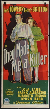 4p0357 THEY MADE ME A KILLER Aust daybill 1946 Robert Lowery, cool Richardson Studio art!
