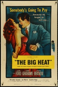 4p0651 BIG HEAT 1sh 1953 great pulp art of Glenn Ford & sexy Gloria Grahame, Fritz Lang noir!