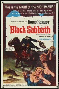 4p0659 BLACK SABBATH 1sh 1964 Boris Karloff, Mario Bava horror trilogy, gruesome severed head!