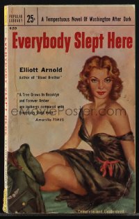 4p0990 EVERYBODY SLEPT HERE reprint paperback book 1954 a tempestuous novel of Washington after dark!