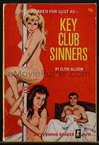 4p0996 KEY CLUB SINNERS paperback book 1965 they workde for lust, Dial-a-dame orgy rite, sexy art!