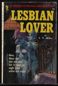 4p0998 LESBIAN LOVER paperback book 1964 a land for women only, but a few wanted to mate with men!