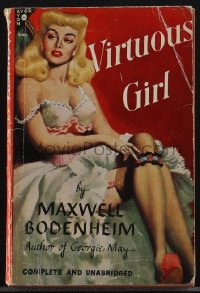 4p1011 VIRTUOUS GIRL reprint paperback book 1948 great cover art of sexy blonde showing her garter!