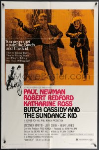 4p0668 BUTCH CASSIDY & THE SUNDANCE KID style B 1sh 1969 Paul Newman, Robert Redford, Ross!