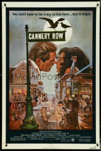 4p0670 CANNERY ROW 1sh 1982 cool art of Nick Nolte about to kiss Debra Winger by John Solie!