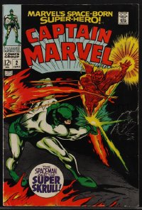 4p0238 CAPTAIN MARVEL #2 comic book June 1968 Spaceman & the Super Skrull, art by Colan & Colletta!