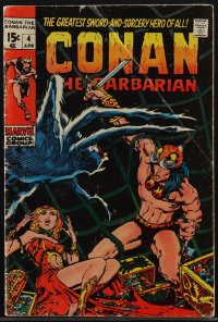 4p0241 CONAN THE BARBARIAN #4 comic book April 1971 art by Barry Windsor-Smith & Sal Buscema!