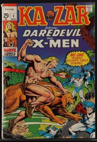4p0254 KA-ZAR #1 comic book August 1970 Jack Kirby & Gene Colan art, featuring Daredevil & the X-Men!