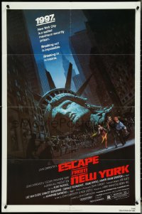 4p0723 ESCAPE FROM NEW YORK NSS style 1sh 1981 John Carpenter, decapitated Lady Liberty by Jackson!