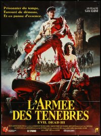 4p0057 ARMY OF DARKNESS French 1p 1993 Sam Raimi, Hussar art of Bruce Campbell with chainsaw hand!
