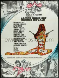 4p0059 CASINO ROYALE French 1p 1967 Bond spy spoof, sexy psychedelic Kerfyser art + photo montage!