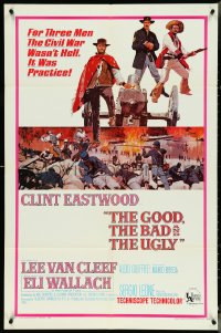 4p0755 GOOD, THE BAD & THE UGLY 1sh 1968 Clint Eastwood, Lee Van Cleef, Wallach, Leone classic!