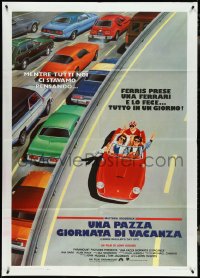 4p0041 FERRIS BUELLER'S DAY OFF Italian 1p 1987 best different art of Broderick & friends in Ferrari!