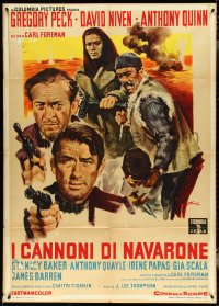 4p0045 GUNS OF NAVARONE Italian 1p R1960s Olivetti art of Gregory Peck, David Niven & Anthony Quinn!