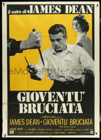 4p0305 REBEL WITHOUT A CAUSE Italian 1p R1970s Nicholas Ray, James Dean w/knife, Natalie Wood!