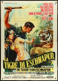 4p0307 TIGER OF ESCHNAPUR Italian 1p R1961 Fritz Lang, art of sexy Debra Paget by Martinati!