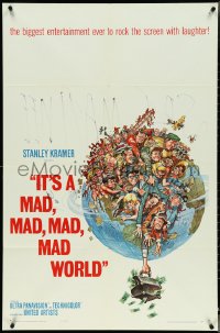 4p0789 IT'S A MAD, MAD, MAD, MAD WORLD style A pictorial 1sh 1964 art of cast on Earth by Jack Davis!