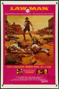 4p0804 LAWMAN int'l 1sh 1971 Frank McCarthy art of cowboy Burt Lancaster, directed by Michael Winner!
