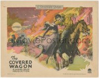 4p0465 COVERED WAGON LC 1923 James Cruze, art of man saving woman on the Oregon Trail, very rare!