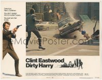 4p0470 DIRTY HARRY LC #3 1971 Clint Eastwood on street watches car crash into fire hydrant!