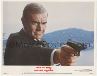 4p0526 NEVER SAY NEVER AGAIN LC #1 1983 best close up of Sean Connery as James Bond pointing gun!