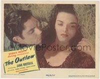 4p0530 OUTLAW LC 1946 best close up of sexy Jane Russell in hay w/Jack Buetel, Howard Hughes!