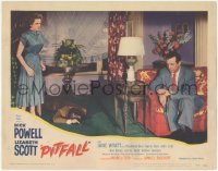 4p0533 PITFALL LC #4 1948 Jane Wyatt looks at Dick Powel with dead guy on floor with gunl