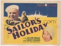 4p0416 SAILOR'S HOLIDAY TC 1929 Alan Hale w/parrot on shoulder, Sally Eilers, ship art, ultra rare!