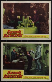 4p0626 SATAN'S SATELLITES 2 LCs 1958 Leonard Nimoy & wacky alien spy + robot fighting star!