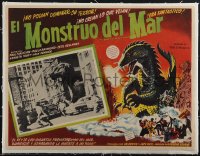 4p0019 BEAST FROM 20,000 FATHOMS 2 linen Mexican LCs R1950s Ray Bradbury, best scene & border art!