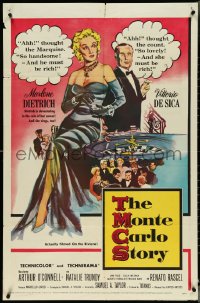4p0826 MONTE CARLO STORY 1sh 1957 Dietrich, Vittorio De Sica, high stakes, low cut gowns!