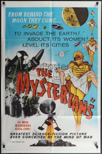 4p0831 MYSTERIANS 1sh 1959 they're abducting Earth's women & leveling its cities, RKO printing!