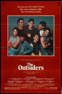 4p0855 OUTSIDERS 1sh 1982 Coppola, S.E. Hinton, Howell, Dillon, image of top cast