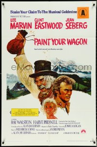 4p0856 PAINT YOUR WAGON int'l 1sh 1969 Ron Lesser art of Clint Eastwood, Lee Marvin & Jean Seberg!