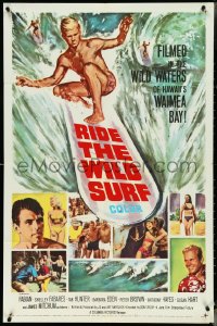 4p0880 RIDE THE WILD SURF 1sh 1964 Fabian, ultimate poster for surfers to display on their wall!