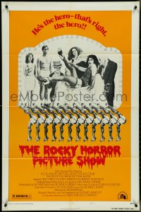 4p0887 ROCKY HORROR PICTURE SHOW style B 1sh 1975 Tim Curry is the hero, wacky cast portrait!